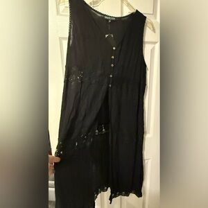 Haute Fox Black Lace Open Lace Panels Dress 1X